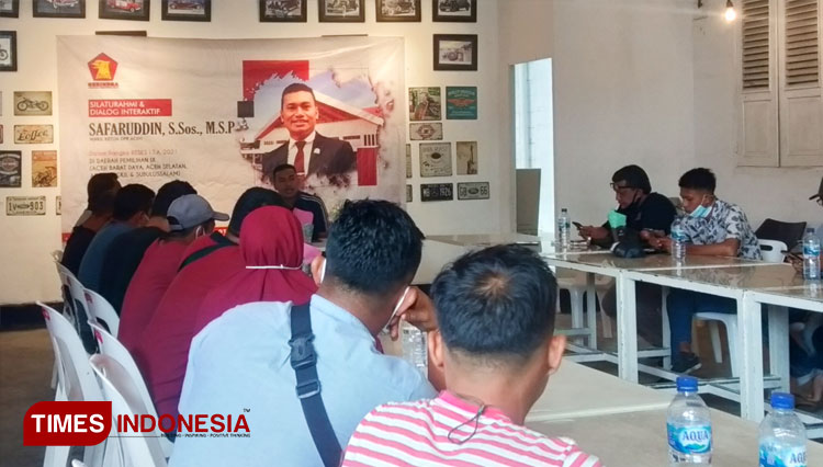 Wakil Wakil Ketua DPRA, Safaruddin S.Sos, MSP silaturahmi dan dialog interaktif dalam rangka dengan wartawan di Kabupaten Aceh Barat Daya, Aceh, Sabtu (3/4/2021) (Foto: T. Khairul Rahmat Hidayat/TIMES Indonesia)