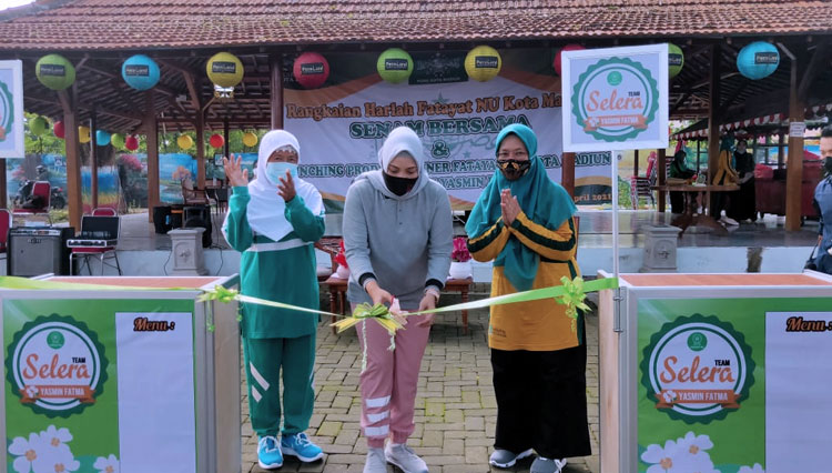 Sebelum launching Selera Team Yasmin Fatma didahului senam bersama. Launching dilakukan Wawali Madiun Indah Raya di taman Ngrowo Bening kota Madiun. (Foto: Fatayat NU kota Madiun for TIMES Indonesia) 
