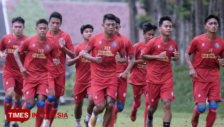 Sesi latihan Arema FC (Foto: Ovan Setiawan/TIMES Indonesia)