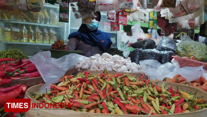 Salah satu kios yang menjual cabai rawir di Pasar Sidoharjo Lamongan. (FOTO: MFA Rohmatillah/ TIMES Indonesia)