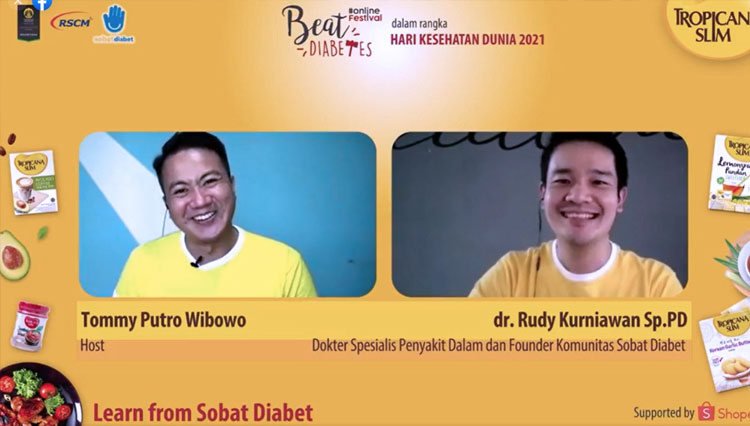 Dr. Rudy Kurniawan saat memaparkan diabetes anak muda.(Foto: Tangkapan layar zoom meeting)