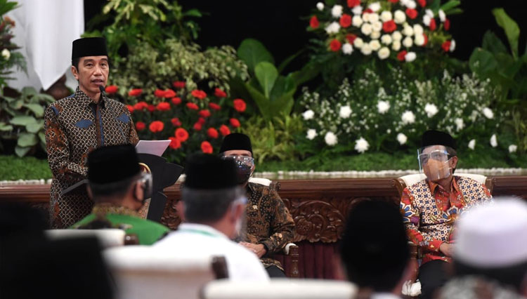 Presiden Jokowi membuka Munas Alim Ulama dan Mukernas PKB di Istana Merdeka, Jakarta, Kamis (8/4/21).(FOTO: PKB for TIMES Indonesia) 