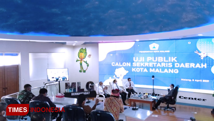 Suasana pelaksanaan Uji Publik calon Sekda di NCC Balai Kota Malang, Kamis (8/4/2021). (Foto: Rizky Kurniawan Pratama/TIMES Indonesia)