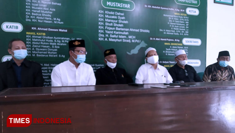 Suasana konferensi pers yang digelar Pagar Nusa dan PCNU Jember, menanggapi pengeroyokan anggota Pagar Nusa oleh oknum PSHT Jember. (Foto: Muhammad Faizin/TIMES Indonesia)