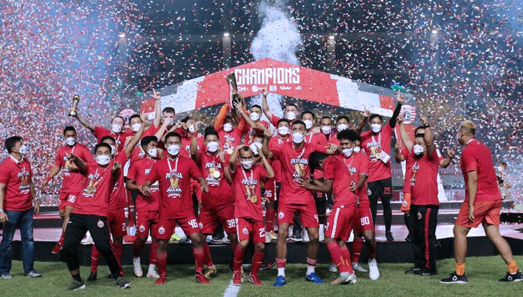 Selebrasi Persija Jakarta juara Piala Menpora 2021 (Sumber foto: ligaindonesiabaru.com) 