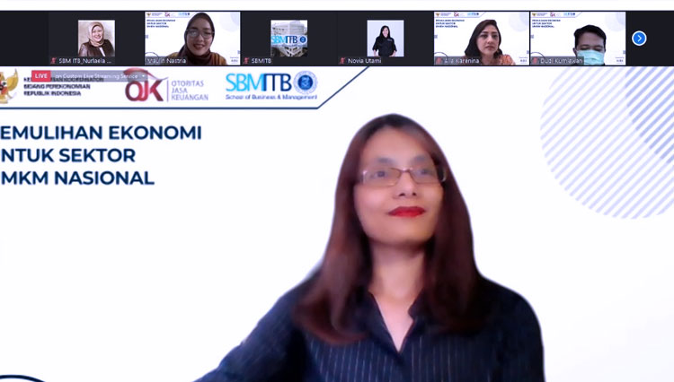 Direktur MBA ITB, Yunieta Anny Nainggolan, PhD saat webinar “Pemulihan Ekonomi Sektor UKM Nasional” oleh SBM ITB. (FOTO: SBM ITB for TIMES Indonesia)