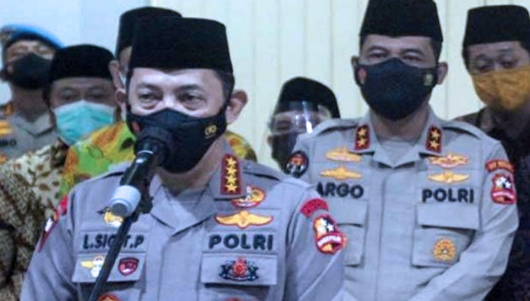 Kepala Kepolisian Republik Indonesia (Kapolri) Jendral Listyo Sigit Prabowo saat memberikan keterangan pers di Jakarta (FOTO: Dokumen/Sindo)