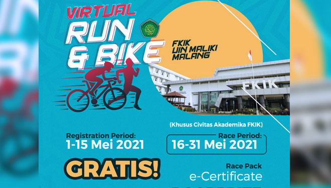 Pamflet Virtual Run And Bike yang digelar oleh FKIK UIN Maliki Malang. (Foto: Achmad Nur Rofi For TIMES Indonesia)