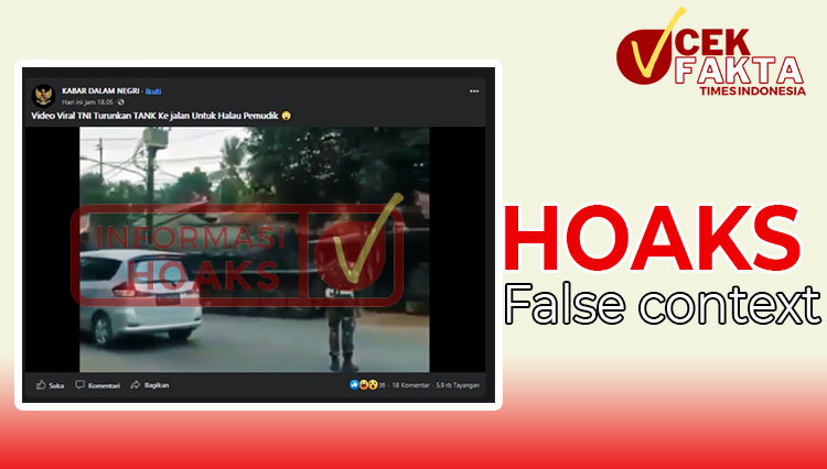 Video terkait tank TNI menghadang pemudik beredar di Facebook.