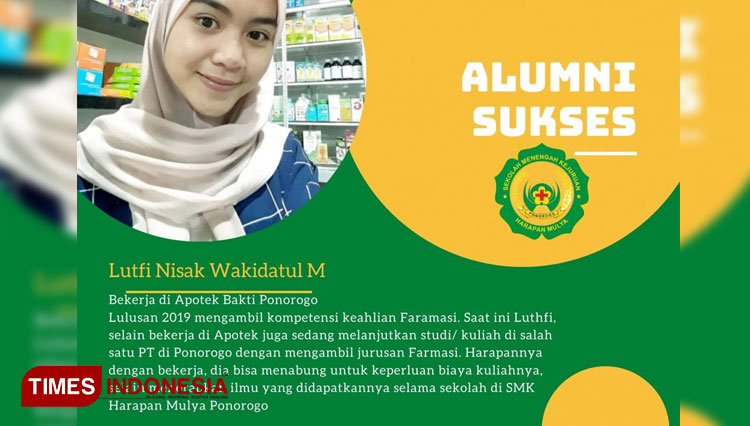 Beberapa alumni SMK Harapan Mulya Ponorogo yang langsung diterima bekerja di klinik dan apotek. (Foto-foto: SMK Harapan Mulya for TIMES Indonesia)