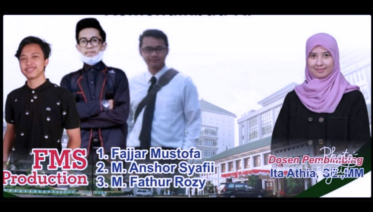 Dekan FEB UNISMA Nur Diana SE, MSi bersama Tim Bisnis FMS Production Fajar, Anshori dan Ahluzh serta Dosen Pembimbing Ita Athia SE, MM