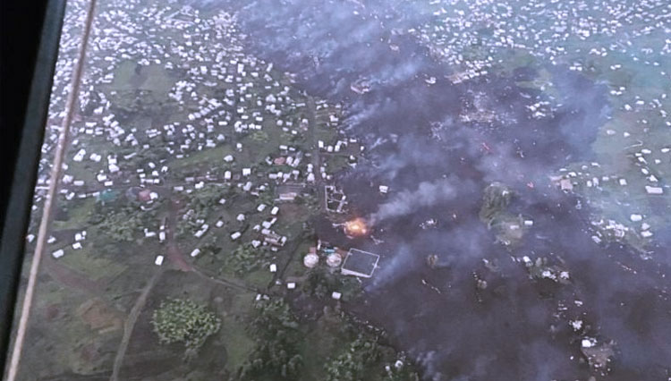 Pemandangan udara menunjukkan kerusakan yang terjadi pada rumah di pinggiran Goma. (FOTO: Al Jazeera/Reuters)