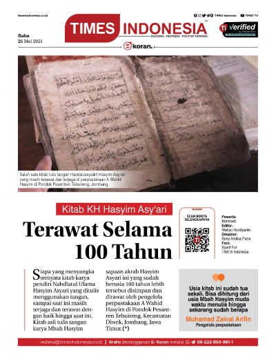 Edisi Rabu, 26 Mei 2021: E-Koran, Bacaan Positif Masyarakat 5.0
