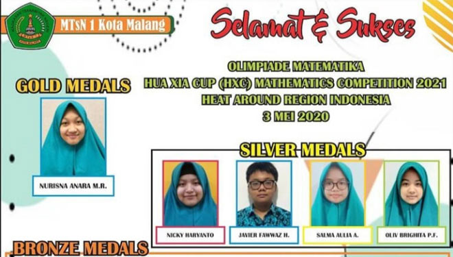 Membanggakan, MTsN 1 Kota Malang Borong 12 Medali Lomba Matematika