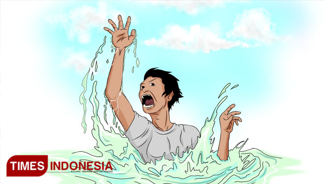 Ilustrasi korban tenggelam. (Grafis: Agung Sedana/ TIMES Indonesia)