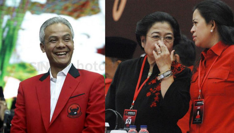 [Dari kiri] Ganjar Pranowo, Megawati Soekarnoputri, Puan Maharani. (FOTO: Kolase)