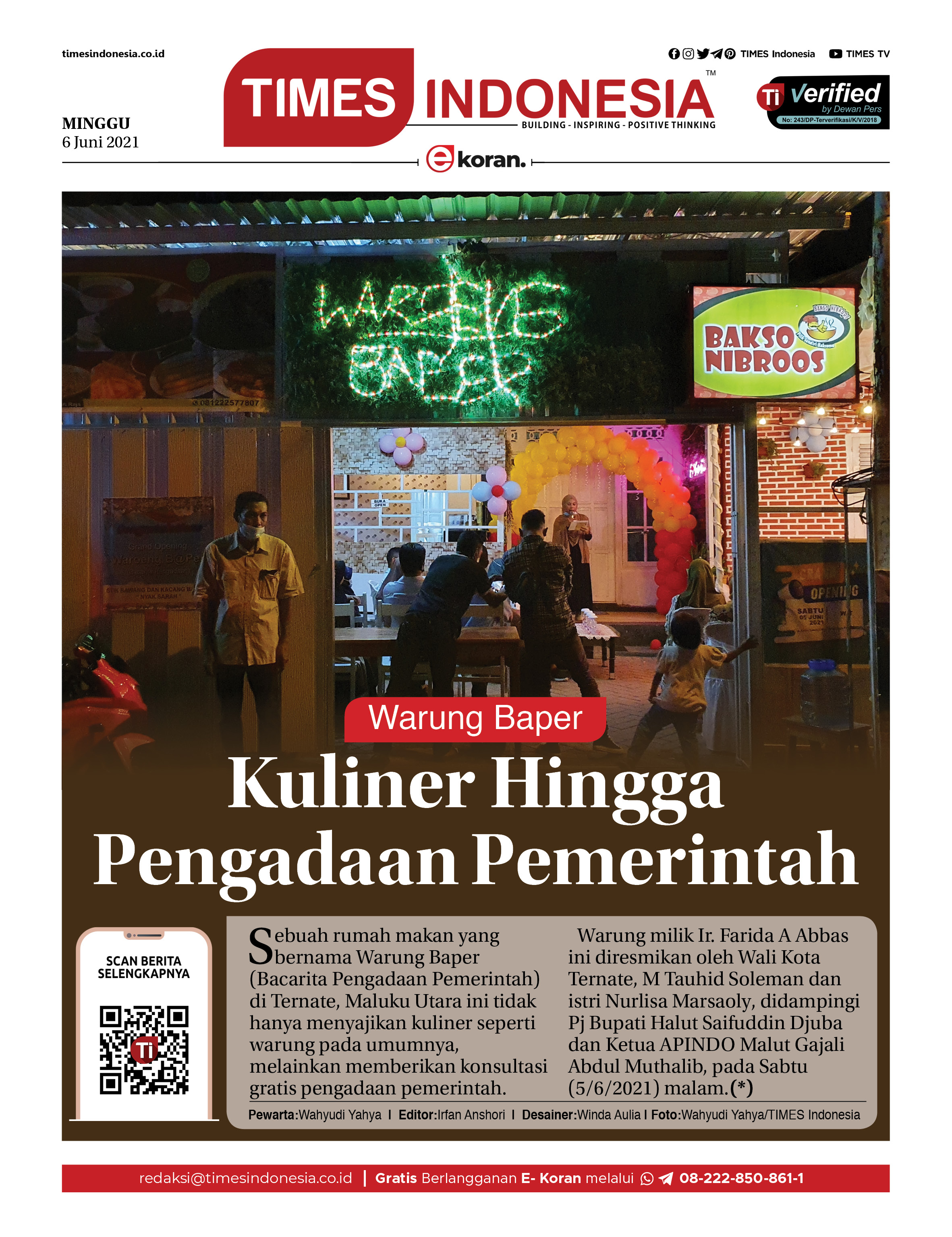 Edisi Minggu, 6 Juni 2021: E-Koran, Bacaan Positif Masyarakat 5.0 | TIMES Indonesia
