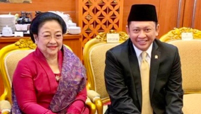 [Kanan] Ketua MPR RI Bambang Soesatyo bersama Presiden ke-5 RI Megawati Soekarnoputri. (FOTO: Dok. MPR RI).