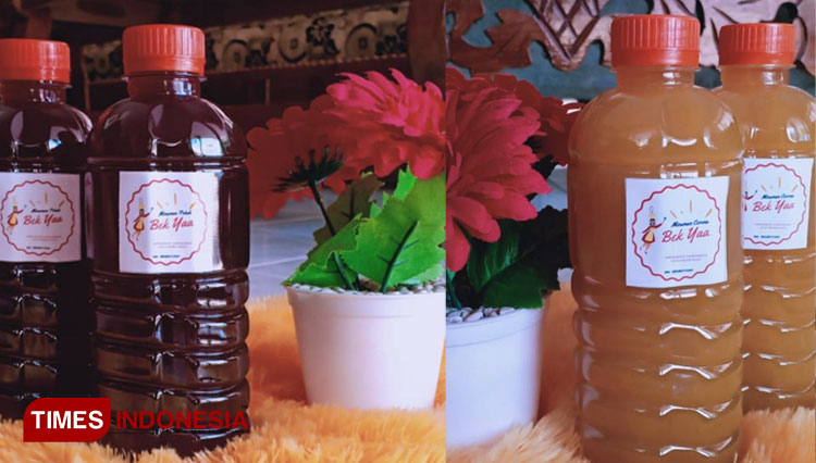 (Kanan) Minuman blimbing wuluh dan sinom (BWS) yang dipercaya dapat meningkatkan imun tubuh, (Kiri) Minuman pokak hasil produksi Sukriya. (Foto-foto: Dok Sukriya for TIMES Indonesia)