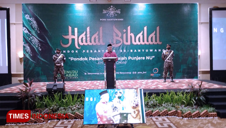 Ketua PWNU Jawa Timur, KH Marzuki Mustamar pada agenda Halal Bihalal PCNU Banyuwangi (FOTO: Hafid Nurhabibi/ TIMES Indonesia)