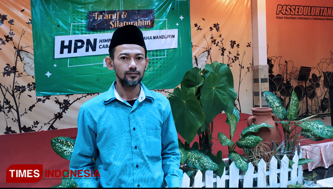 Abdul Hanan Majdi (40), ketua PC HPN Jombang saat ditemui usai musyawarah di Balai Tani, Bareng, Jombang (Foto : Rohmadi/TIMES Indonesia)
