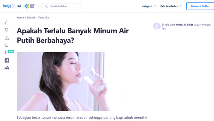 CEK FAKTA] Minum Air Berlebihan Berbahaya buat Ginjal | TIMES Indonesia
