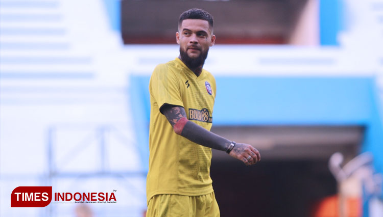 Pemain rekrutan baru Arema FC, Diego Michiels sudah bergabung dalam sesi latihan tim Singo Edan di Stadion Gajayana, Kota Malang (FOTO: Tria Adha/TIMES Indonesia)