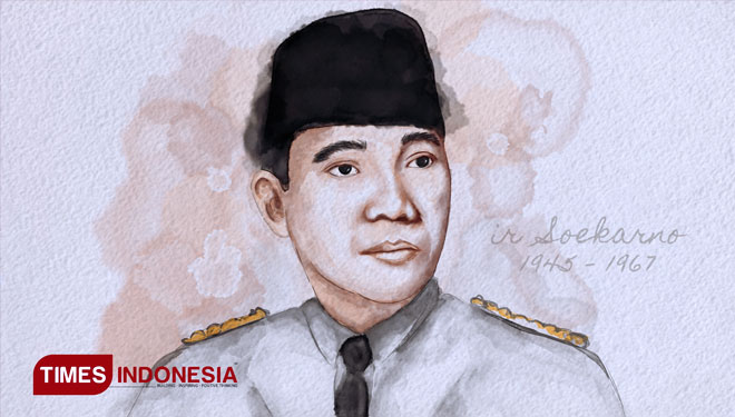 Potret lukisan digital wajah Presiden Soekarno. (Grafis: Agung Sedana/ TIMES Indonesia)