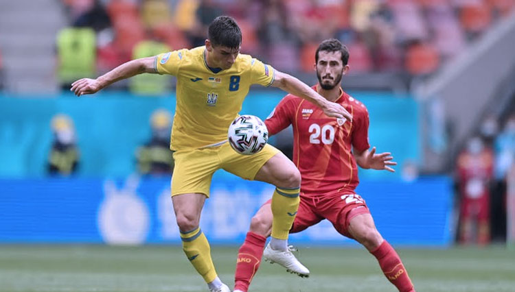 Ukraina berhasil mengungguli Makedonia Utara 2-0 pada babak pertama laga lanjutan Grup C Piala Euro 2020 di Stadion Arena Bukarest, Kamis (17/6/2021) malam. (Foto: UEFA)