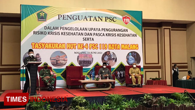 Wali Kota Malang, Sutiaji saat membuka acara tasyakuran peringatan HUT PSC 119 ke-4 di Hotel Ijen Suites, Selasa (22/6/2021). (Foto: Rizky Kurniawan Pratama/TIMES Indonesia)