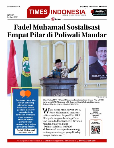 Edisi Kamis, 24 Juni 2021: E-Koran, Bacaan Positif Masyarakat 5.0