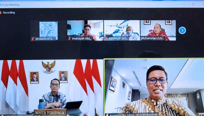 Audiensi virtual antara BPJAMSOSTEK dan Kemenhub. (Foto: Humas BPJAMSOSTEK for TIMES Indonesia)