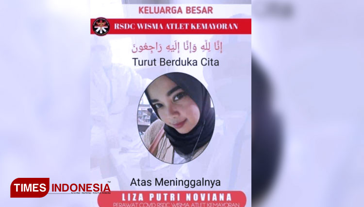 Liza Putri Noviana (34 tahun) Nakes asal Cilacap yang bertugas di RSD Wisma Atlet Jakarta gugur terpapar Covid-19. (FOTO: FORTASI For TIMES Indonesia)