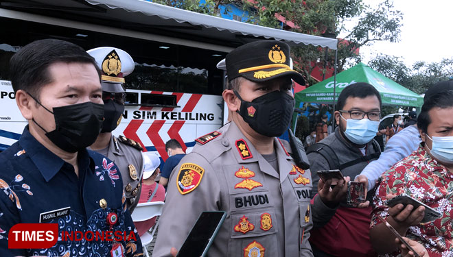 Kapolresta Malang Kota, AKBP Budi Hermanto saat ditemui awak media saat meninjau gelaran vaksinasi. (Foto: Rizky Kurniawan Pratama/TIMES Indonesia)
