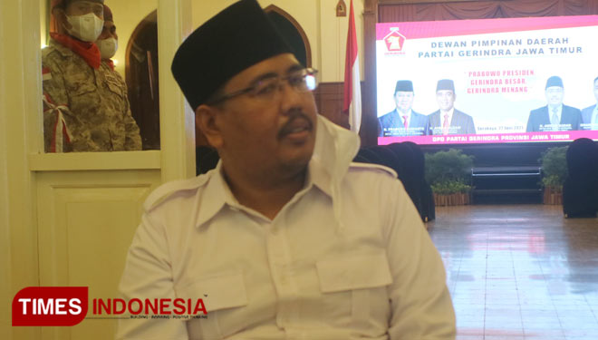 Ketua Gerindra Jatim Anwar Sadad atau Gus Sadad usai pengukuhan pengurus baru di Hotel Majapahit Surabaya, Minggu (27/6/2021).(Foto : Lely Yuana/TIMES Indonesia)