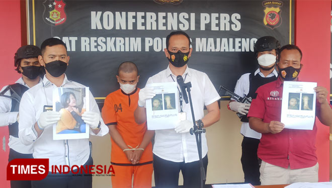 Satreskrim Polres Majalengka menggelar konferensi pers terkait tindak pidana penganiayaan. (Foto: Jaja Sumarja/TIMES Indonesia)