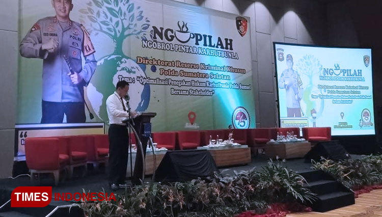 Talkshow Ngopi Direskrimsus Polda Sumsel soal Karhutbunlah (Foto: Rochman/TIMES Indonesia)