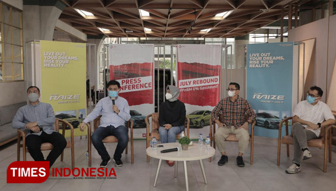 Kalla Toyota saat menggelar Press Conference terkait relaksasi PPnBM di Gastros Resto NIPAH, Jumat (2/7/2021). (Foto:  Dok. Kalla Group for Times Indonesia)