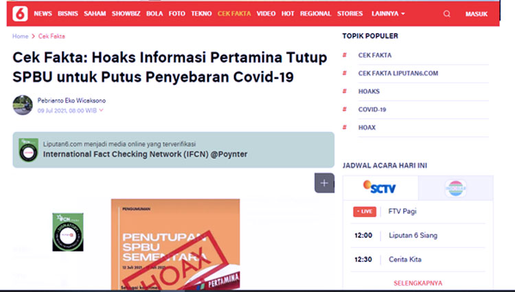 cek fakta SPBU Tutup 4