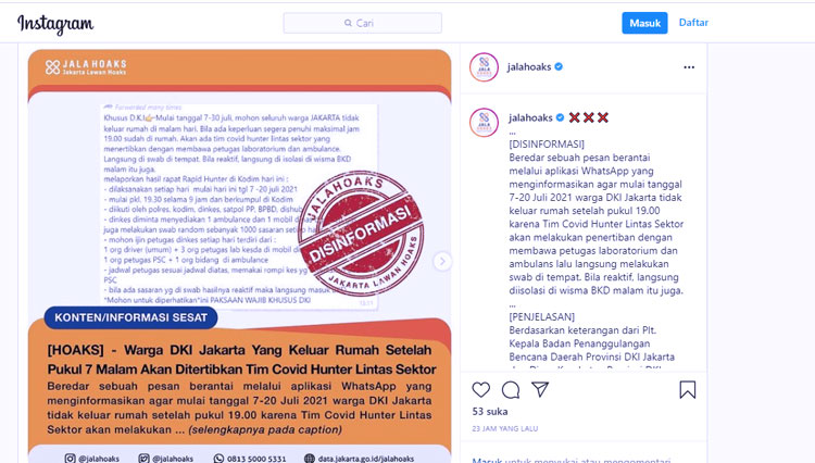 cek fakta Tim Covid 19 Hunter 2