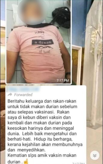 cek fakta Makan Durian Setelah Vaksin 2