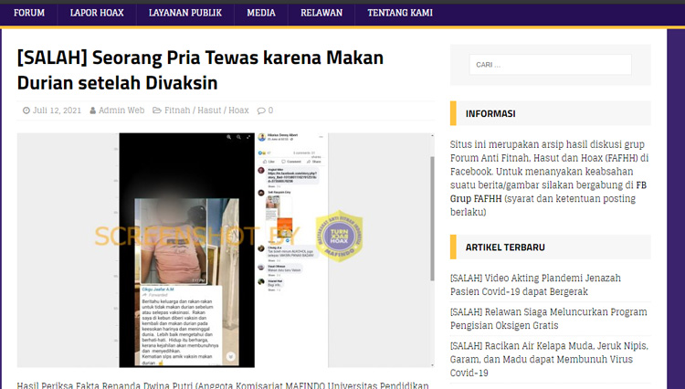 cek fakta Makan Durian Setelah Vaksin 3