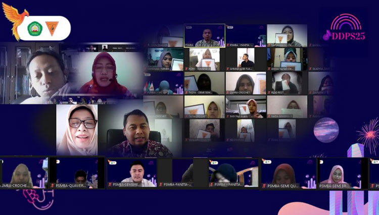 Antusias peserta mengikuti Diklat Dasar Paduan Suara (DDPS) XXV UKM PSMBA Unisma Malang digelar secara virtual