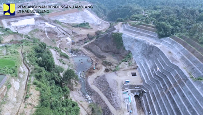 Bendungan Tamblang diproyeksi memiliki kapasitas tampungan sebesar 7,6 juta m3 untuk memenuhi kebutuhan air irigasi D.I Bungkulan dan D.I Bulian seluas 588 Hektar (Ha).(FOTO: Biro Komunikasi Publik Kementerian PUPR RI)