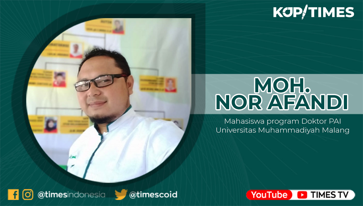 Moh. Nor Afandi, Mahasiswa Progam Studi Doktor Pendidikan Agama Islam Universitas Muhammadiyah Malang.