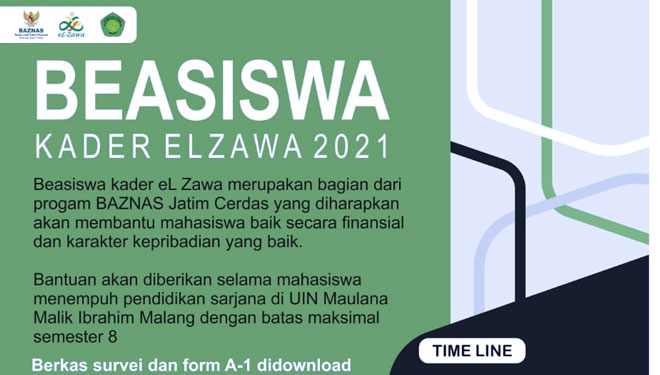 El Zawa UIN Maliki Malang Buka Beasiswa Kader 2021