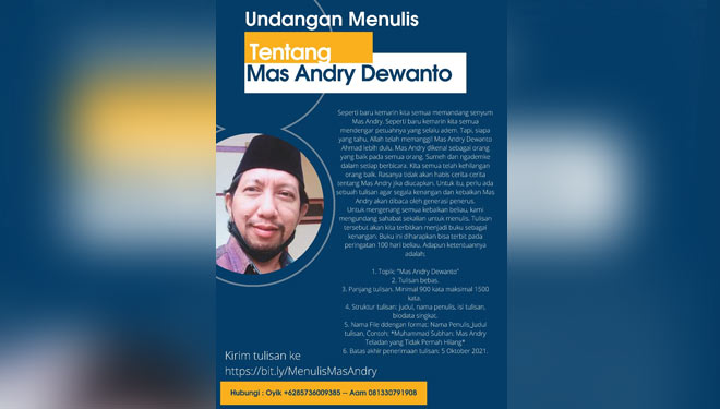 Undangan menulis obituari Andry Dewanto Ahmad. (Foto: Istimewa)