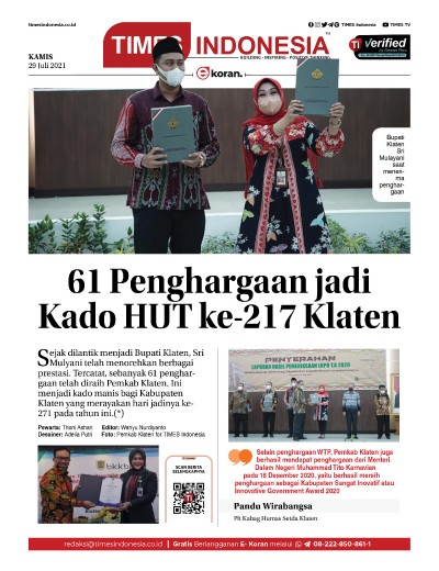 Edisi Kamis, 29 Juli 2021: E-Koran, Bacaan Positif Masyarakat 5.0