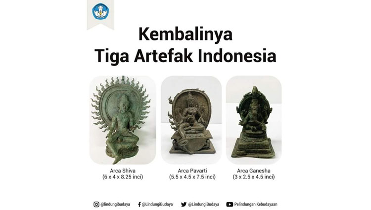 Amerika Serikat akhirnya mengembalikan tiga artefak kuno ke Indonesia. (FOTO: Kemendikbud Ristek).