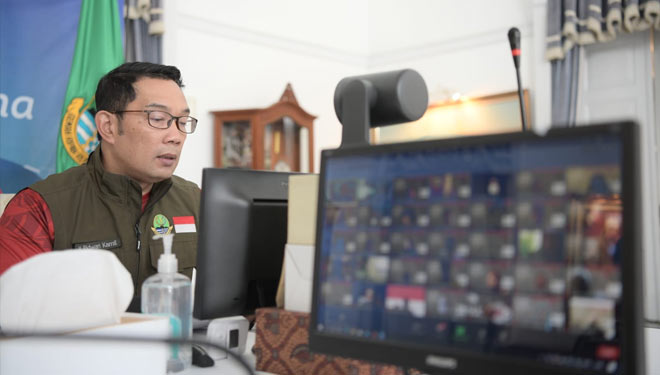 Gubernur Jabar Ridwan Kamil dalam Musprov XII IAI Jabar 2021 dan IAI Jabar Award 2021 secara virtual dari Gedung Pakuan, Kota Bandung, Sabtu (31/7/21).(FOTO: Humas Jabar for TIMES Indonesia)